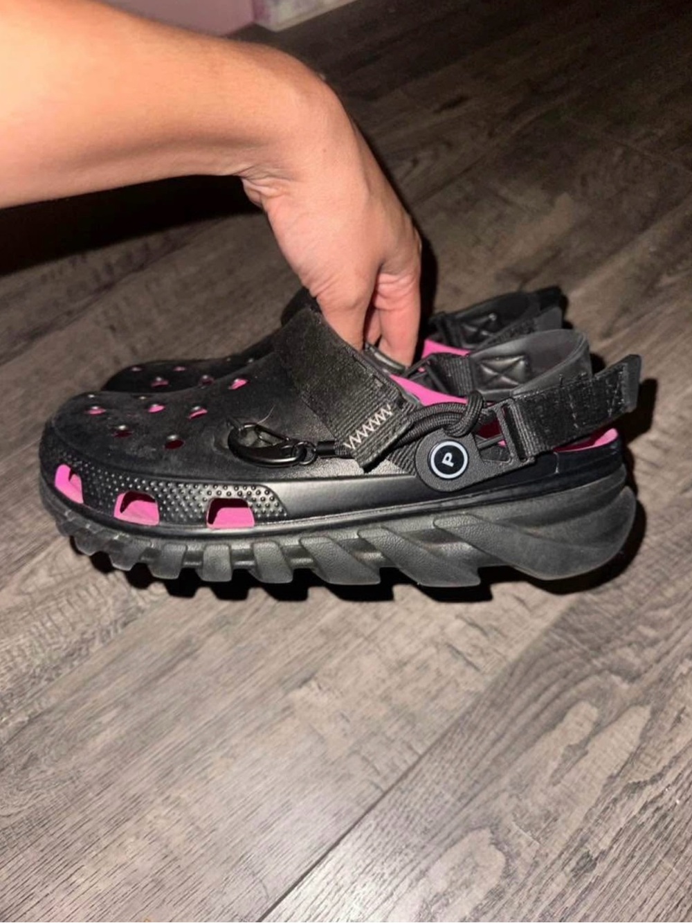 PostyCo X Crocs black and Pink Rugged Clog Sandals